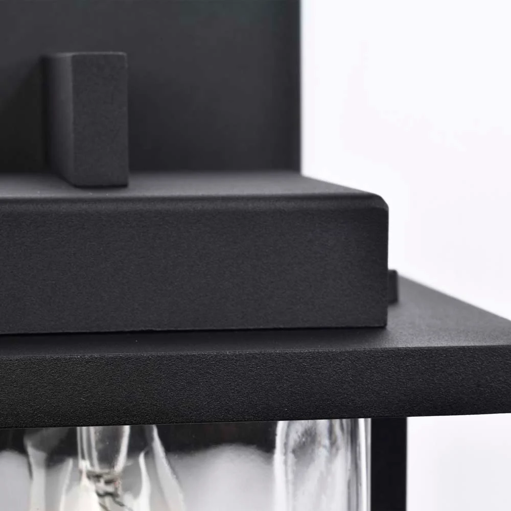 Vernal Large Wall Lantern Matte Black with Clear Water Glass - Image 10