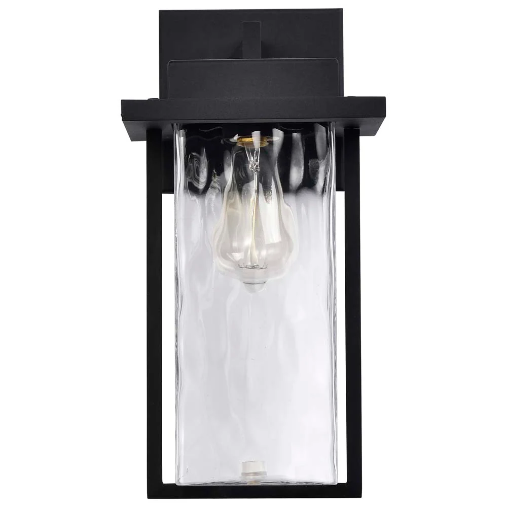 Vernal Large Wall Lantern Matte Black with Clear Water Glass - Image 2