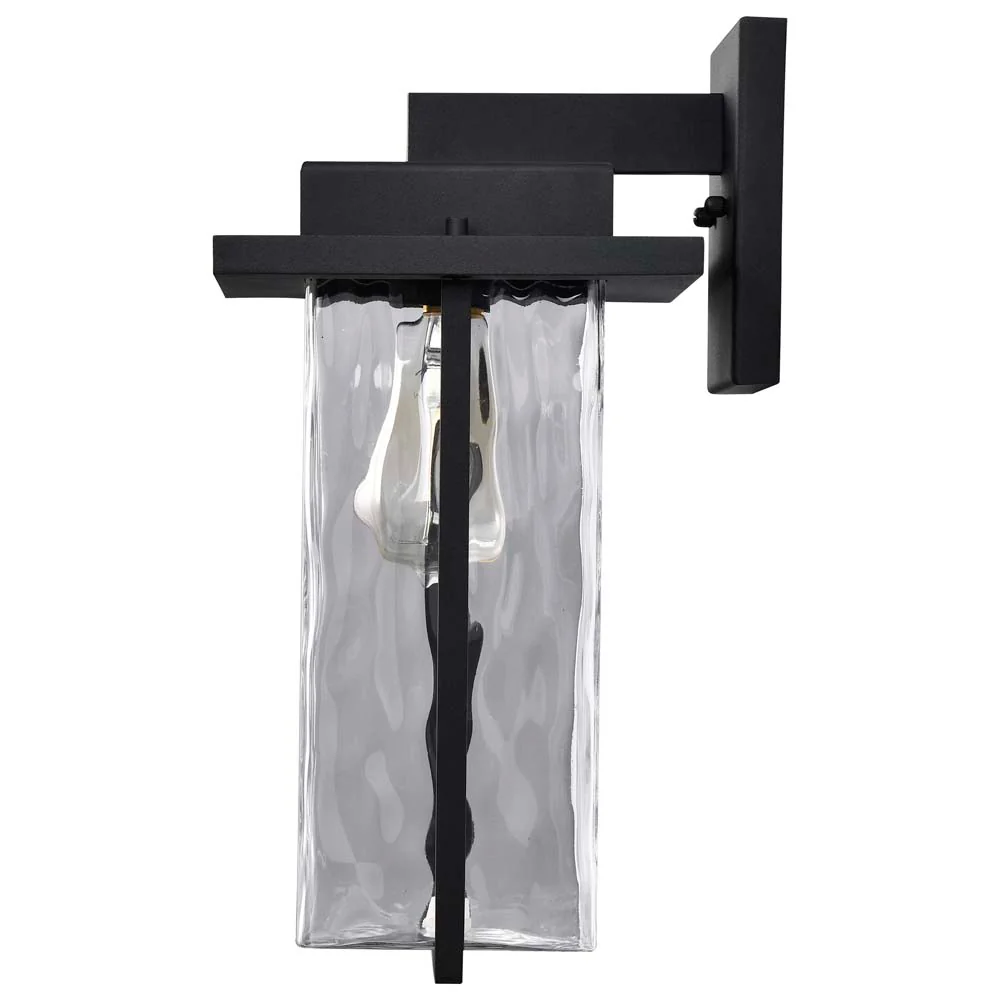 Vernal Large Wall Lantern Matte Black with Clear Water Glass - Image 4