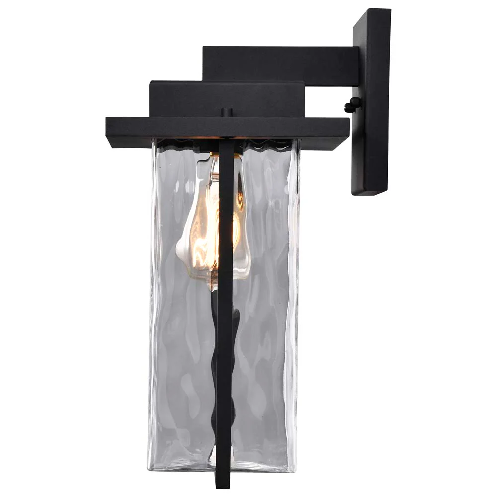 Vernal Large Wall Lantern Matte Black with Clear Water Glass - Image 5