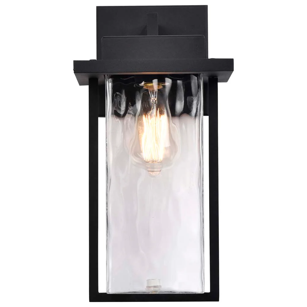 Vernal Large Wall Lantern Matte Black with Clear Water Glass - Image 6
