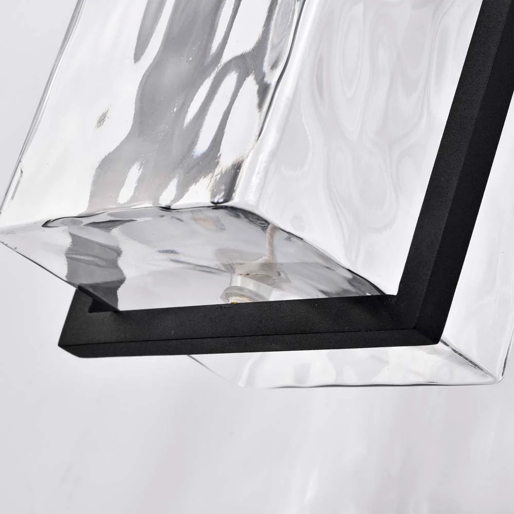 Vernal Large Wall Lantern Matte Black with Clear Water Glass - Image 9