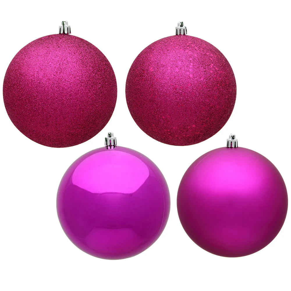 Vickerman 1 in. Fuchsia Ball 4-Finish Asst Christmas Ornament