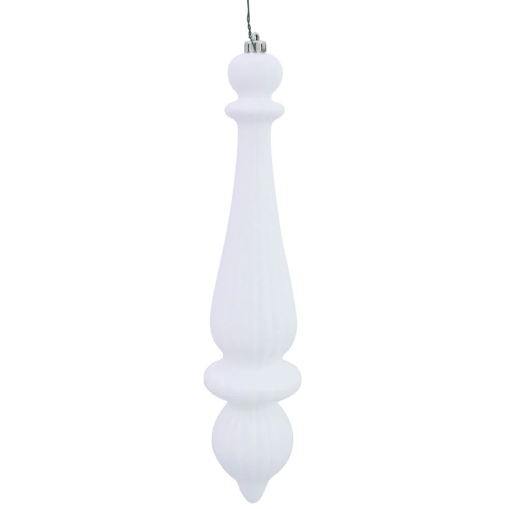 Vickerman 14 in. White Shiny Finial Christmas Ornament
