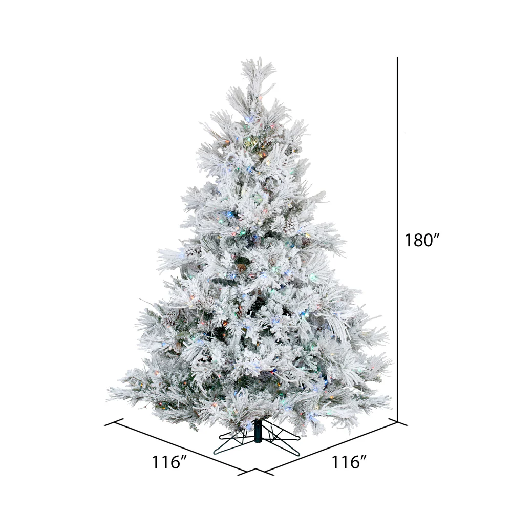 Vickerman 15ft. Flocked Alberta Artificial Christmas Tree Multi-colored LED Lights - Image 3