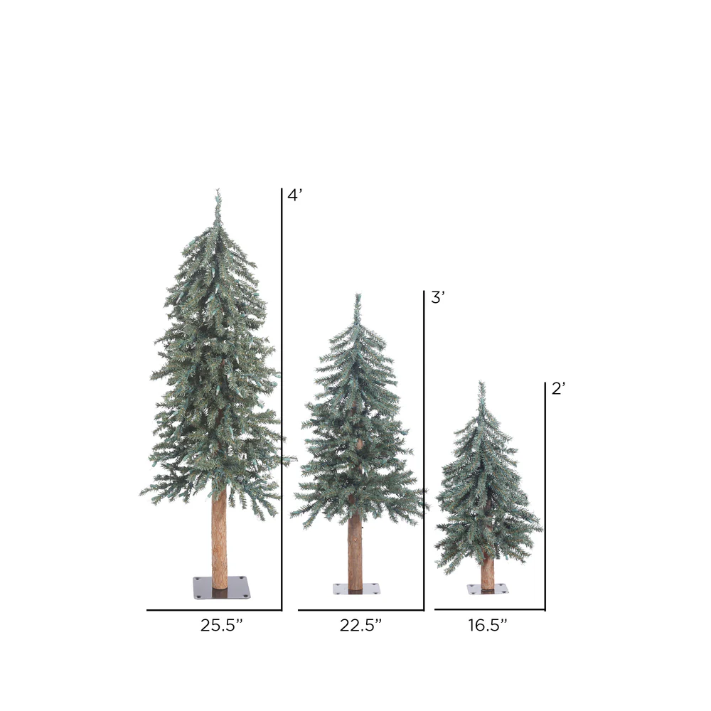 Vickerman 2ft. 2ft. 4ft. Natural Bark Alpine Artificial Christmas Tree Set Unlit - Image 4