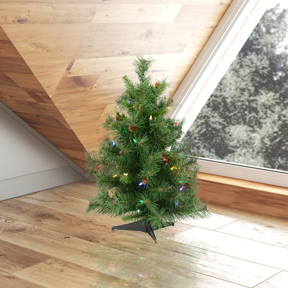 Vickerman 2ft. Cheyenne Pine Artificial Christmas Tree in LED Lights - Image 3