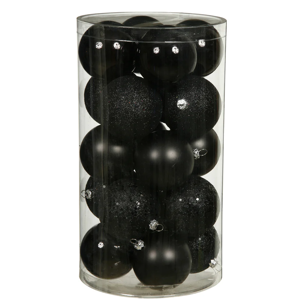 Vickerman 3 in. Black Ball 4-Finish Asst Christmas Ornament - Image 2