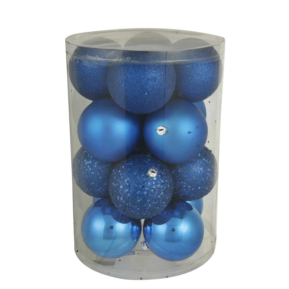 Vickerman 3 in. Blue Ball 4-Finish Asst Christmas Ornament - Image 2