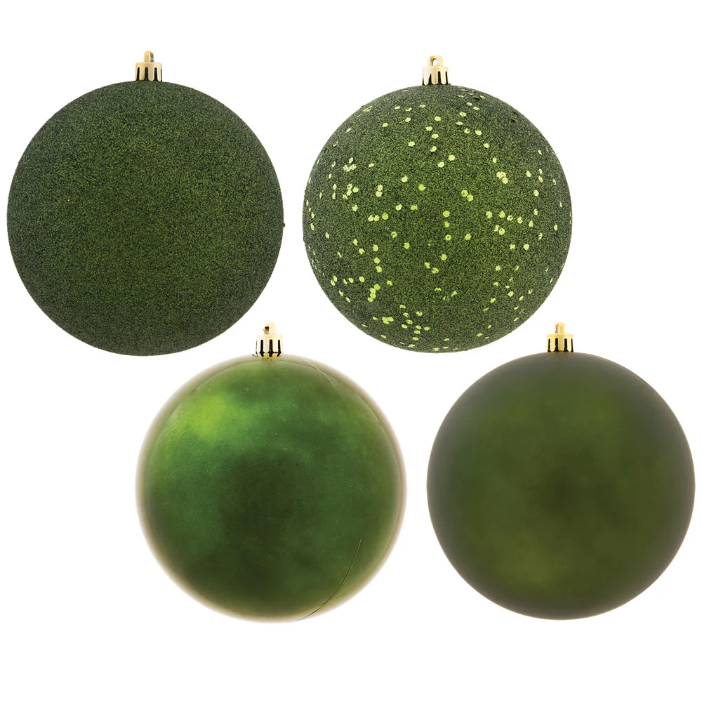 Vickerman 3 in. Moss Green Ball 4-Finish Asst Christmas Ornament