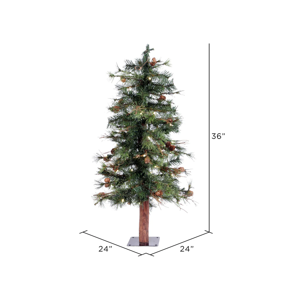 Vickerman 2ft. Mixed Country Alpine Artificial Christmas Tree in LED Lights - Image 2