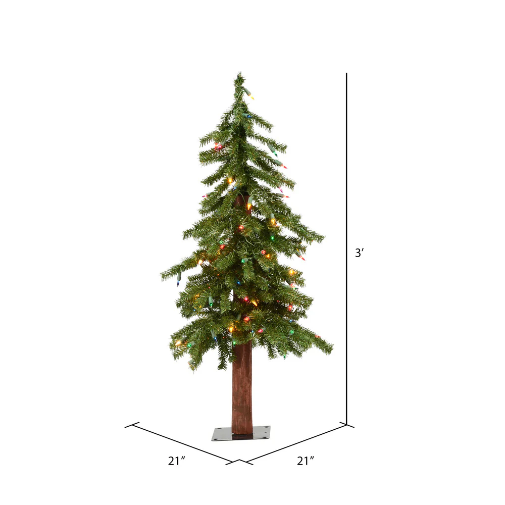 Vickerman 2ft. x 21in. Alpine Artificial Christmas Tree Multi-colored LED Lights - Image 3