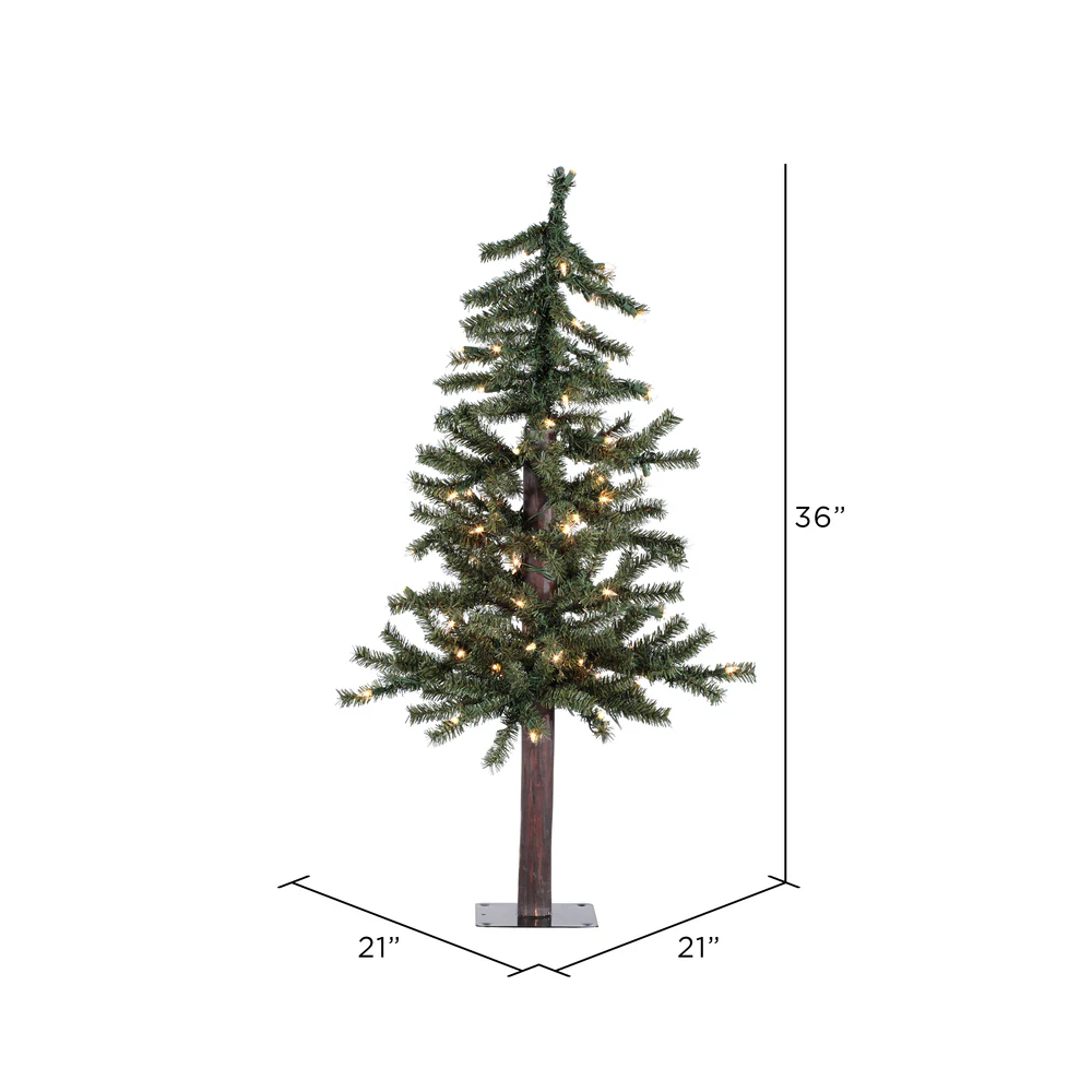 Vickerman 2ft. x 21in. Alpine Artificial Christmas Tree Warm White LED Lights - Image 3