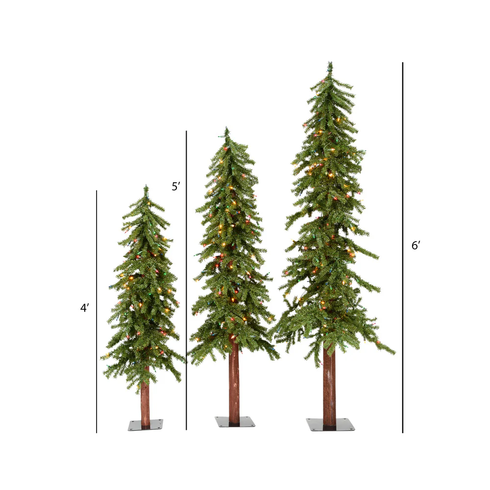 Vickerman 4ft. 5ft. 6ft. Alpine Artificial Christmas Tree Set Multi-colored LED Lights - Image 5