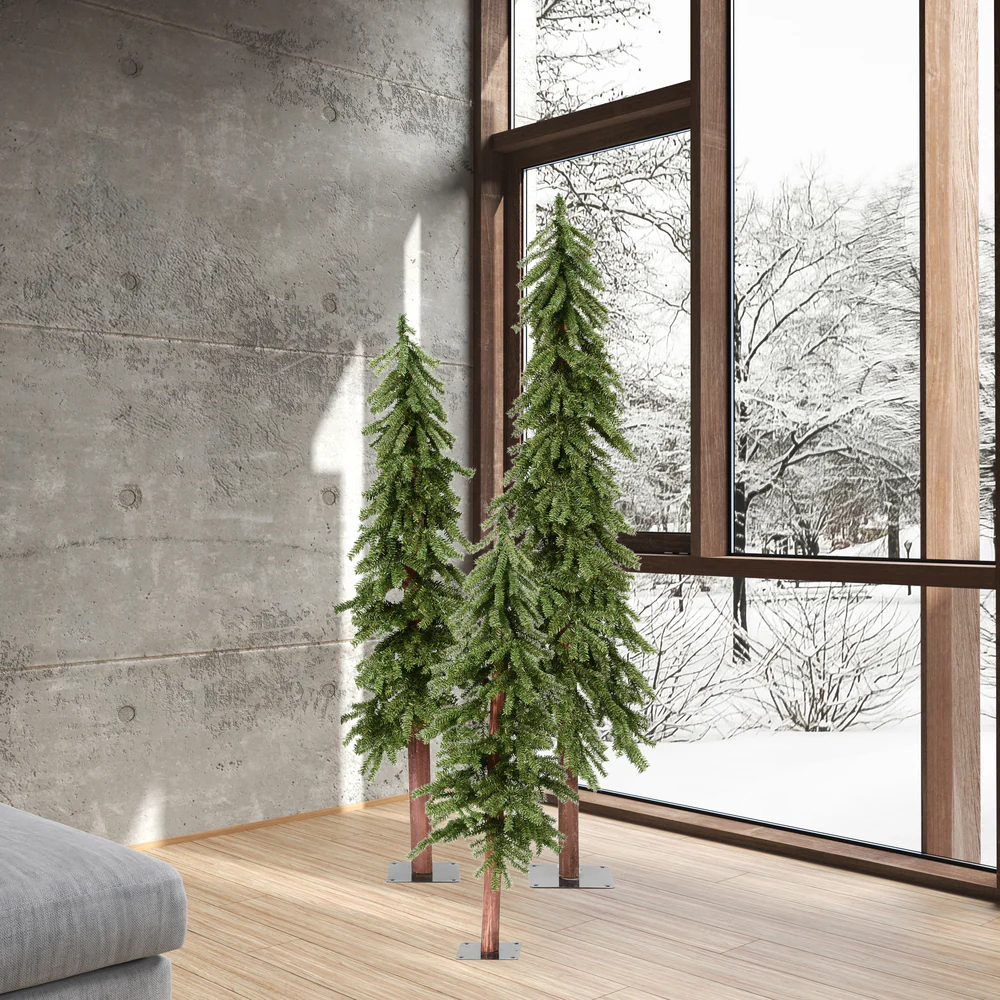 Vickerman 4ft. 5ft. 6ft. Natural Alpine Artificial Christmas Tree Set Unlit - Image 3