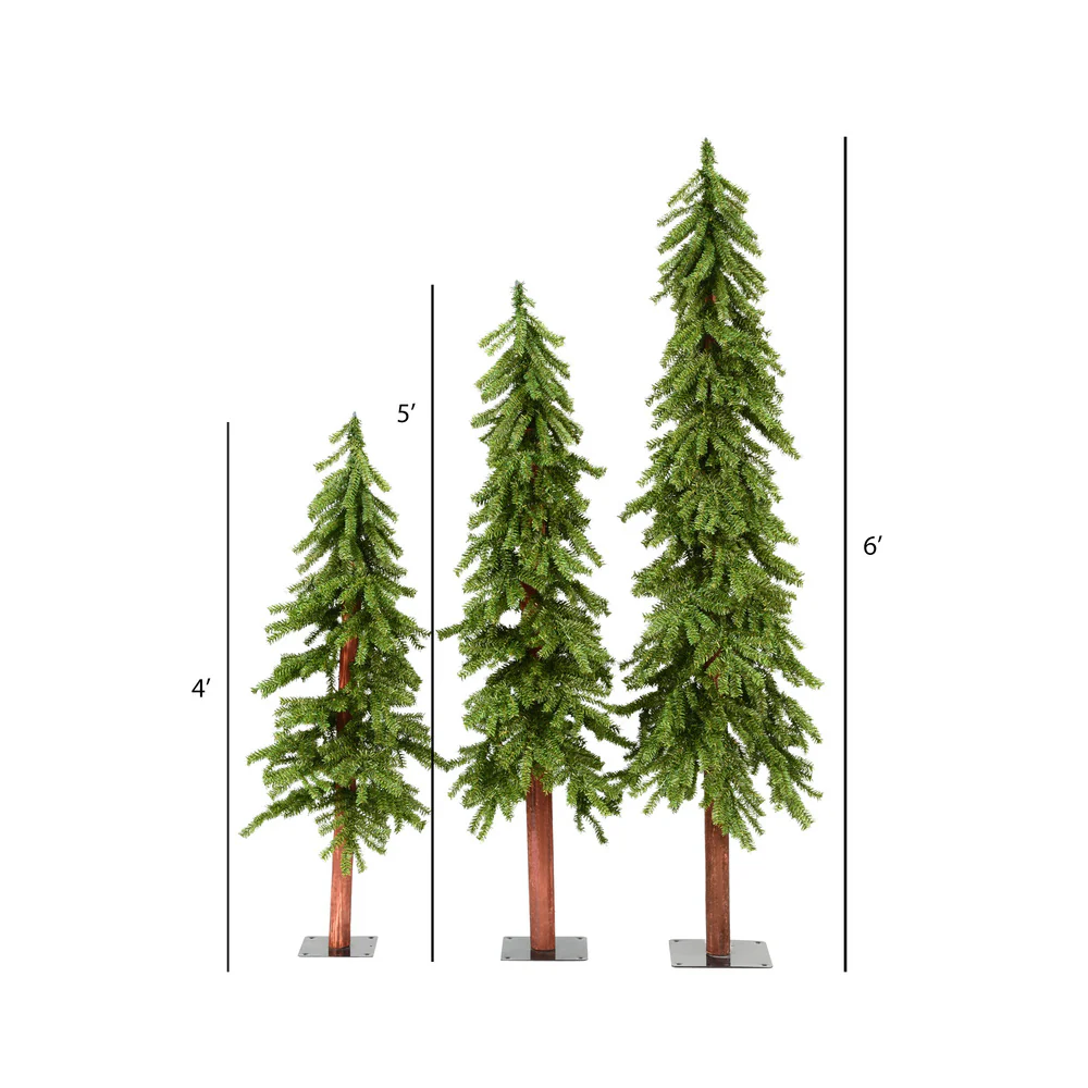 Vickerman 4ft. 5ft. 6ft. Natural Alpine Artificial Christmas Tree Set Unlit - Image 4