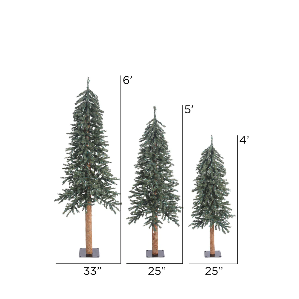 Vickerman 4ft. 5ft. 6ft. Natural Bark Alpine Artificial Christmas Tree Set Unlit - Image 4