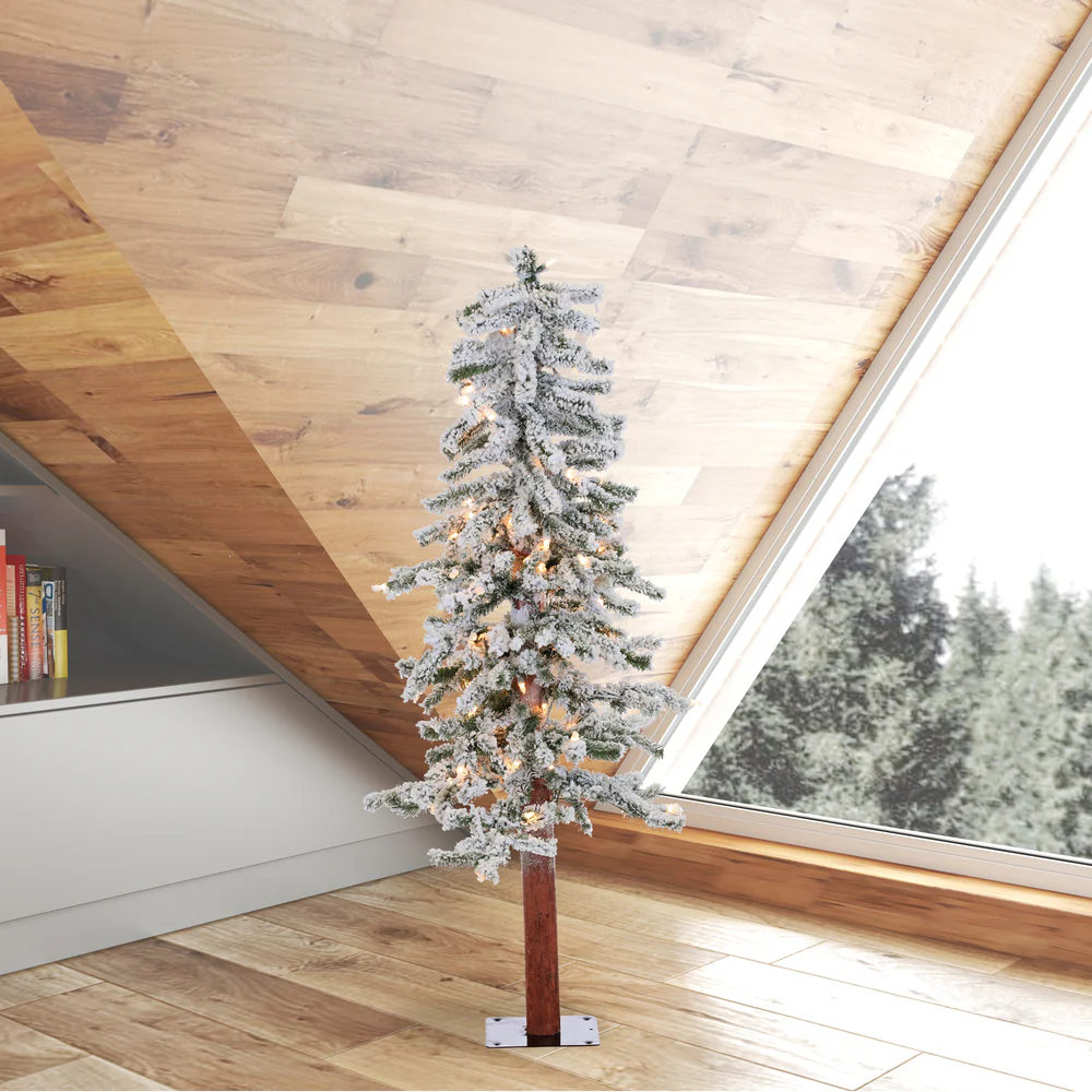 Vickerman 4ft. Flocked Alpine Artificial Christmas Tree Clear Dura-Lit lights - Image 3