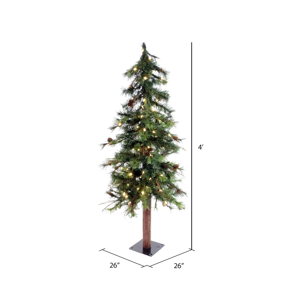 Vickerman 4ft. Mixed Country Alpine Artificial Christmas Tree in LED Lights - Image 2
