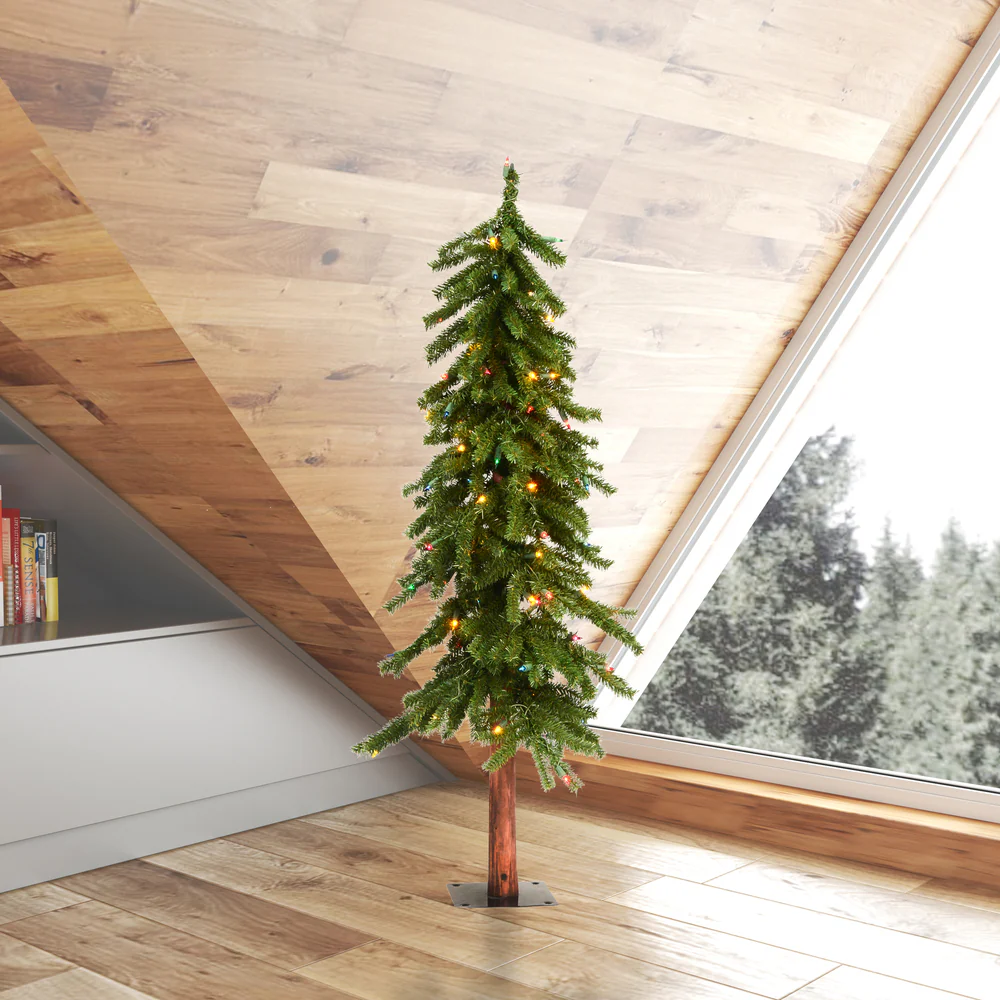 Vickerman 4ft. x 25.5in. Alpine Artificial Christmas Tree Multi-colored LED Lights - Image 2