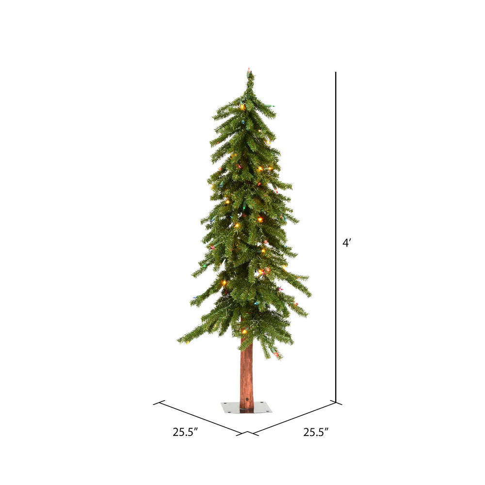 Vickerman 4ft. x 25.5in. Alpine Artificial Christmas Tree Multi-colored LED Lights - Image 3
