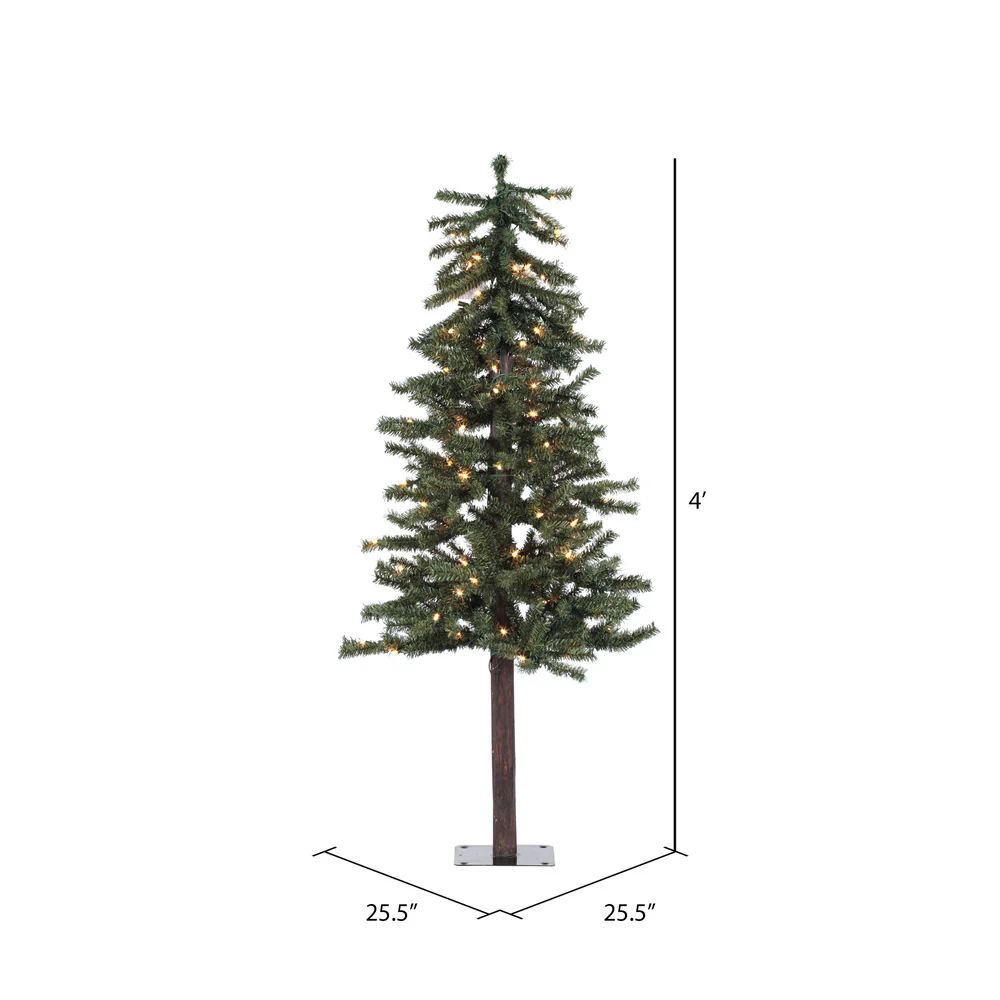 Vickerman 4ft. x 25.5in. Alpine Artificial Christmas Tree Warm White LED Lights - Image 3