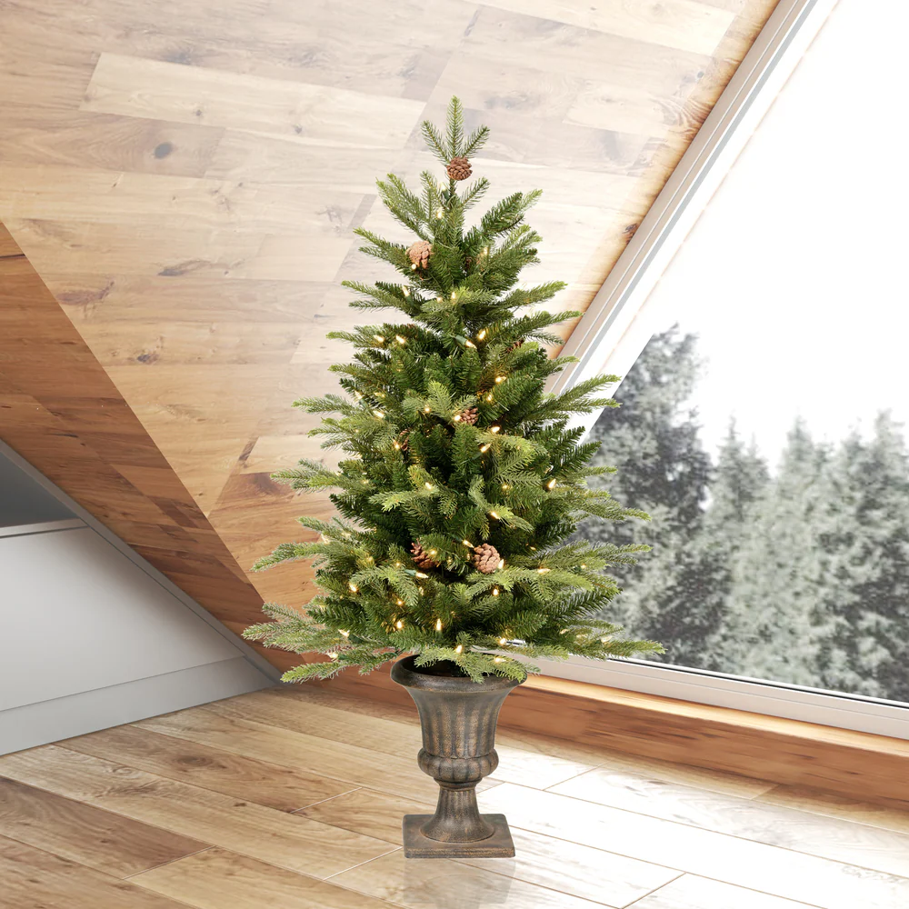 Vickerman 4ft. x 26in. Potted Kenly Pine Artificial Christmas Tree in LED Lights - Image 3