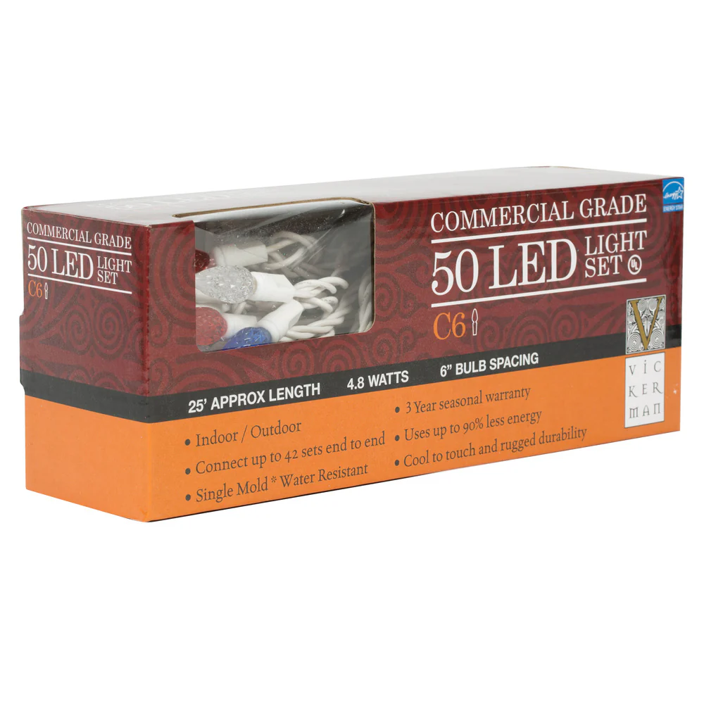 Vickerman 50 Light LED Red-White-Blue C6 Set 6in. x 25 ft. - Image 3
