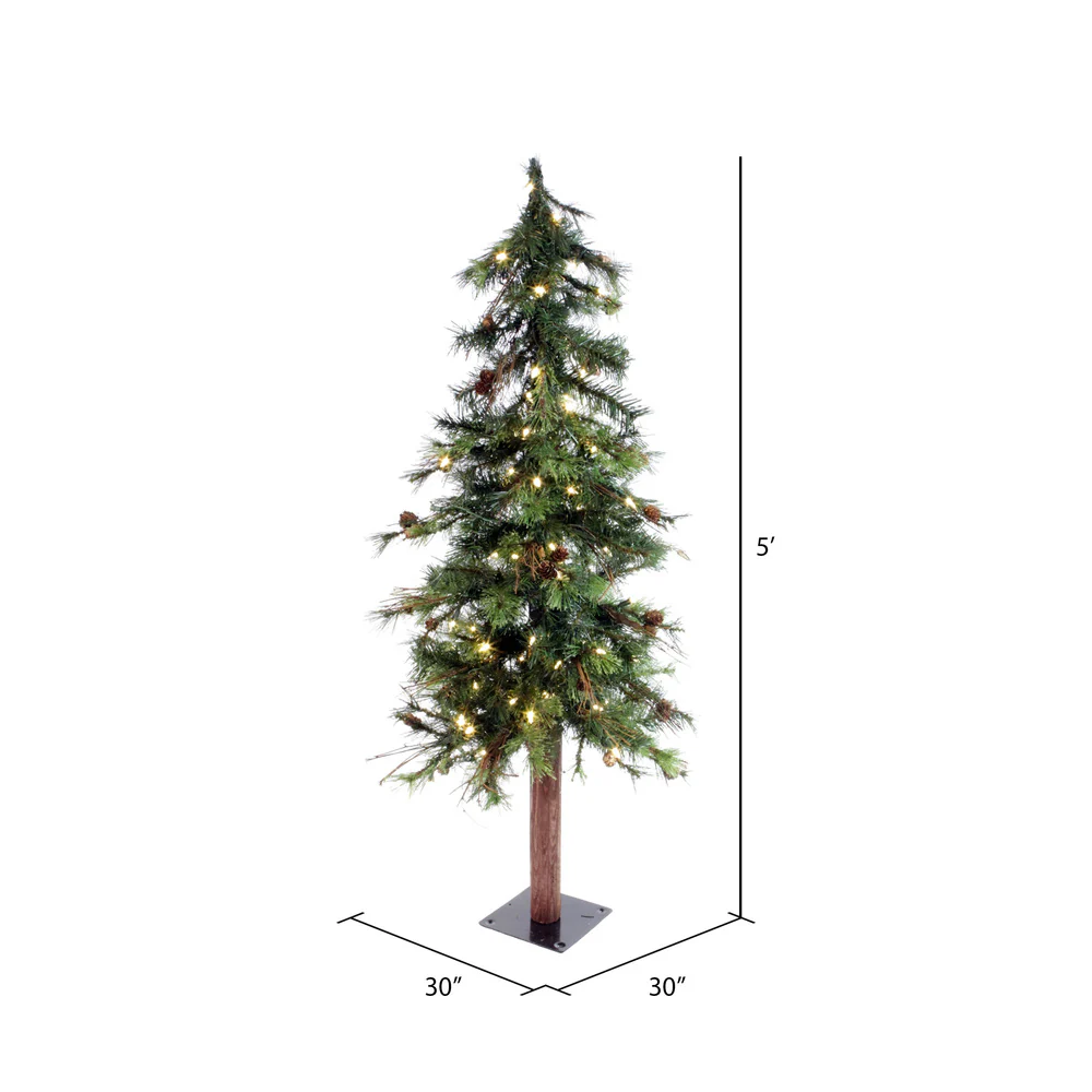 Vickerman 5ft. Mixed Country Alpine Artificial Christmas Tree in LED Lights - Image 2