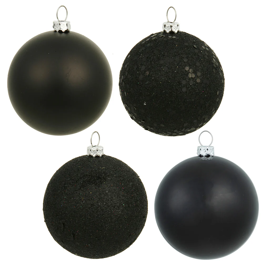 Vickerman 6 in. Black Ball 4-Finish Asst Christmas Ornament