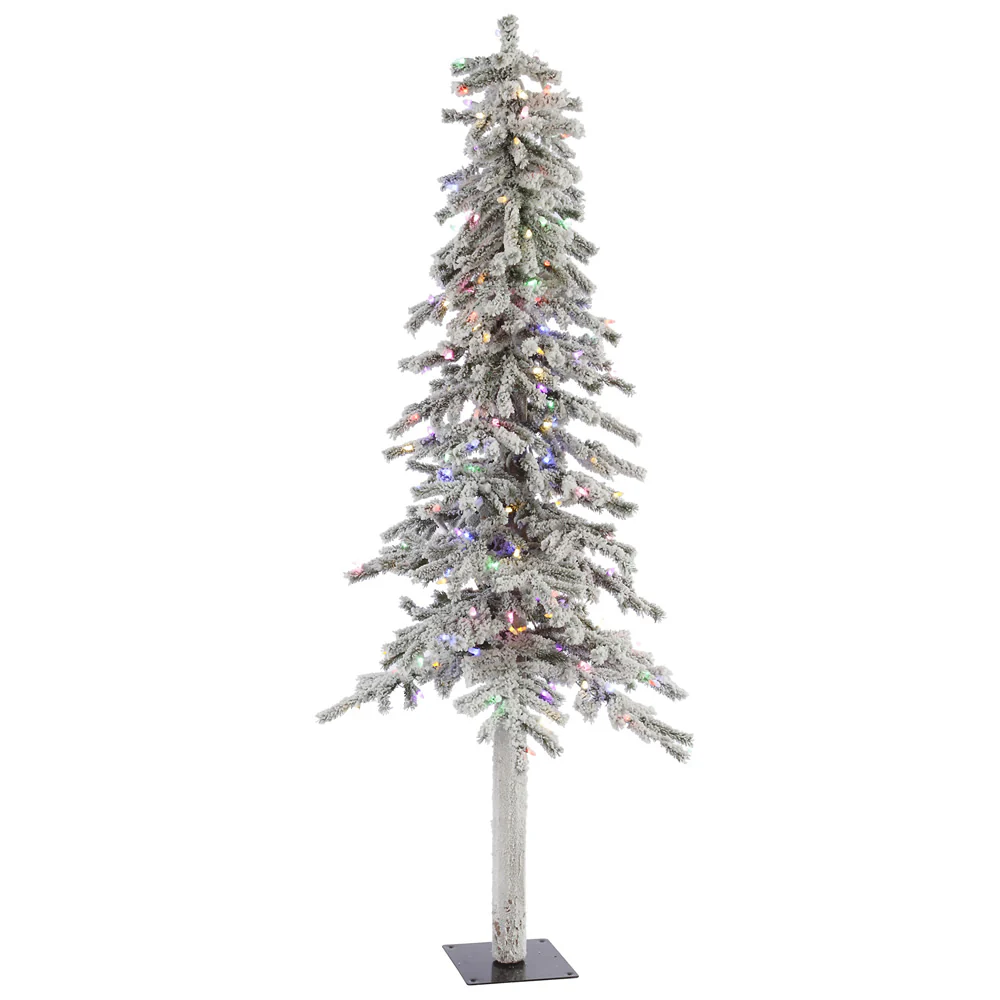 Vickerman 6ft. Alpine Artificial Christmas Tree Multi-Colored LED lights