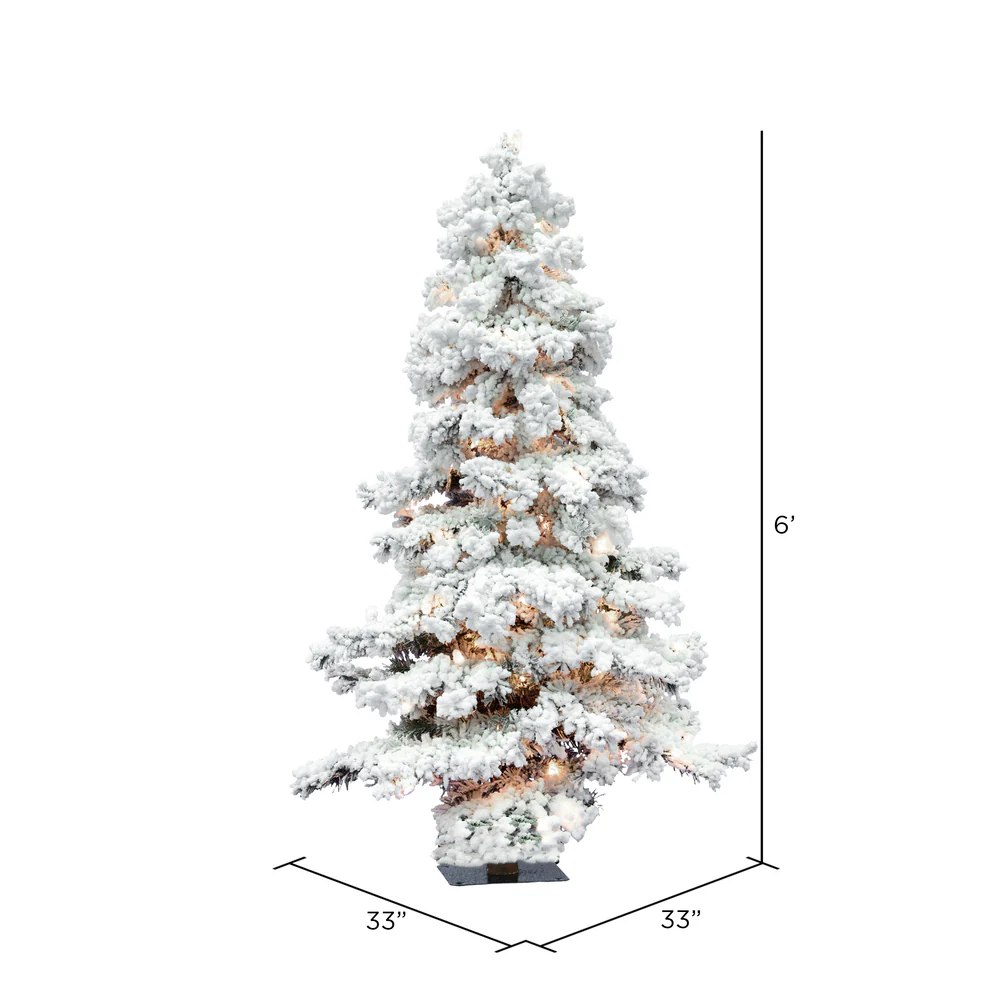 Vickerman 6ft. Flocked Spruce Artificial Christmas Tree with 300 Clear Lights - Image 4