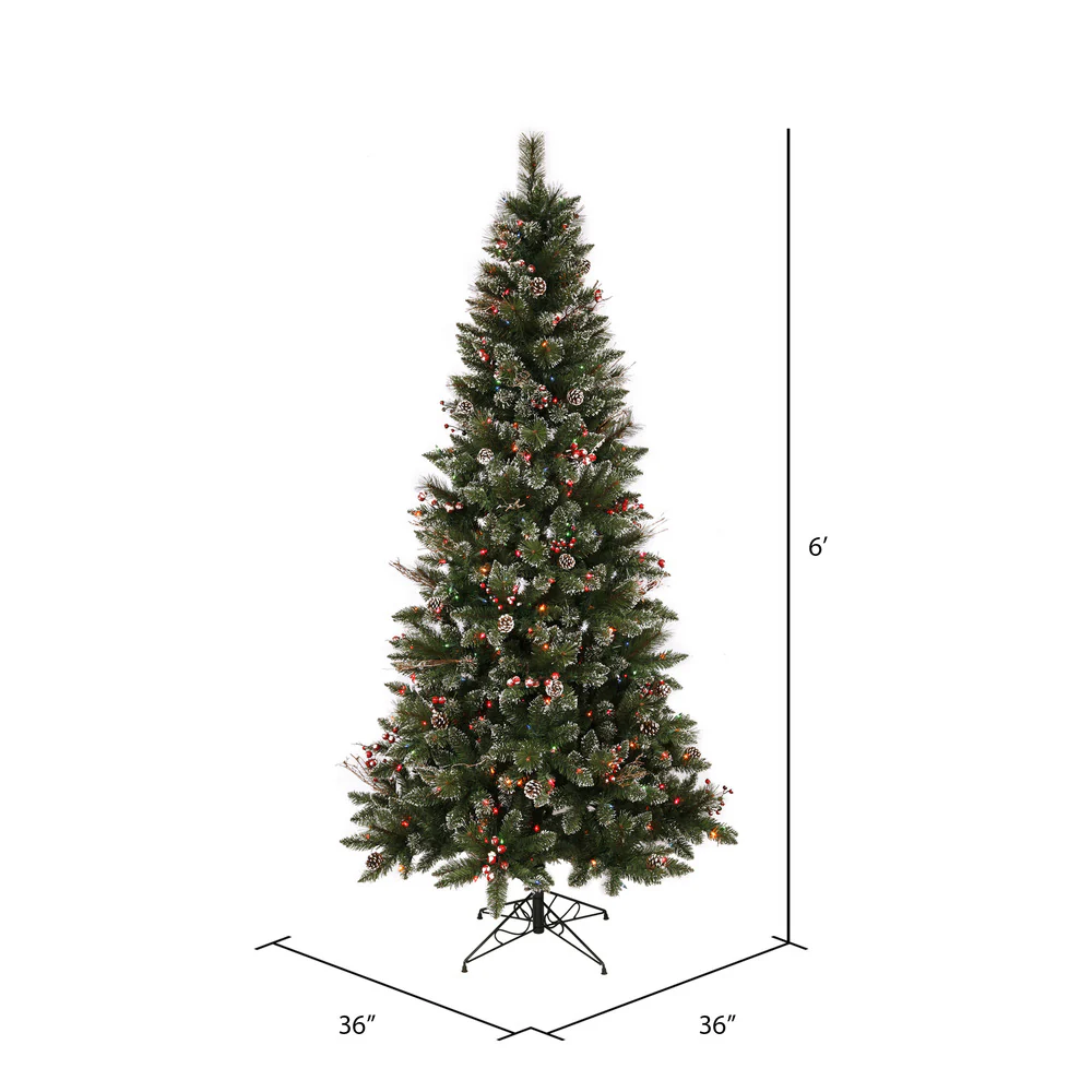 Vickerman 6ft. Snow Pine Berry Artificial Christmas Tree Multi-Colored Lights - Image 2