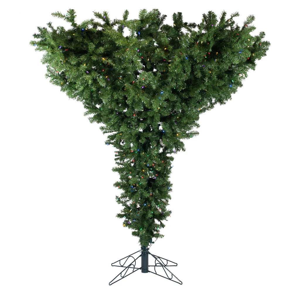 Vickerman 7.5ft. Upside Down Artificial Christmas Tree Multi-Colored LED Lights