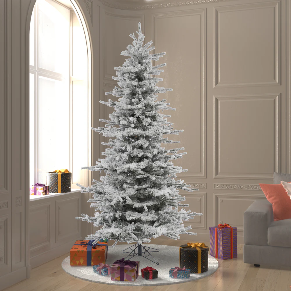Vickerman 8.5ft. Flocked Sierra Fir Slim Artificial Christmas Tree Unlit - Image 3