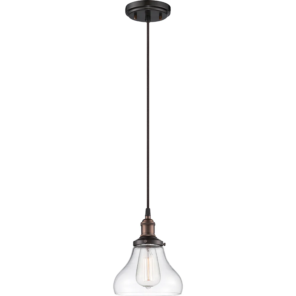 Nuvo Vintage 7" 1-Light Pendant w/ Clear Glass in Rustic Bronze Finish