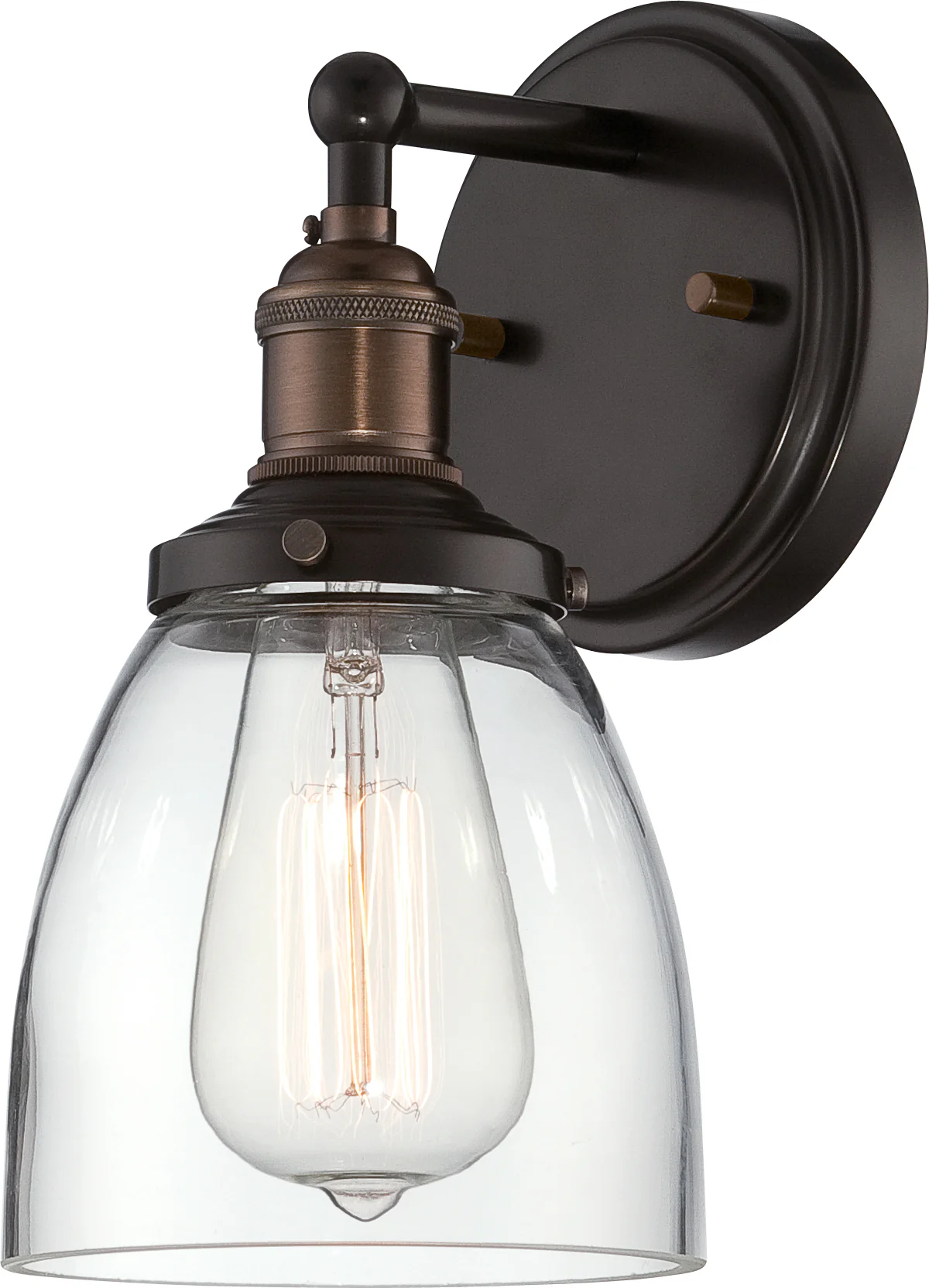Nuvo Vintage 1-Light 5.13" Wall Sconce w/ Clear Glass in Rustic Bronze Finish