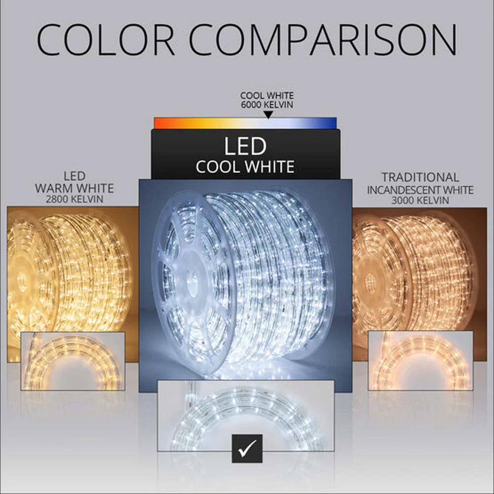 Wintergreen 150 ft Cool White LED Rope Light 2-Wire - Image 5