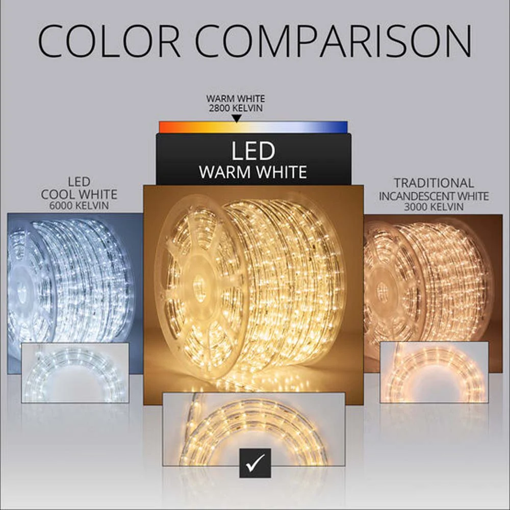Wintergreen 150 ft Warm White LED Rope Light 2-Wire - Image 5
