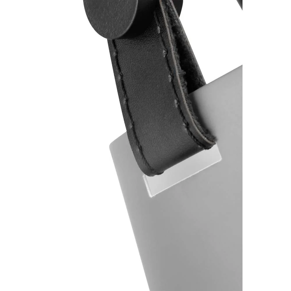 Zelda Pendant E26 Base 60w Black Finish Grey Metal Shade Faux Leather Straps - Image 4