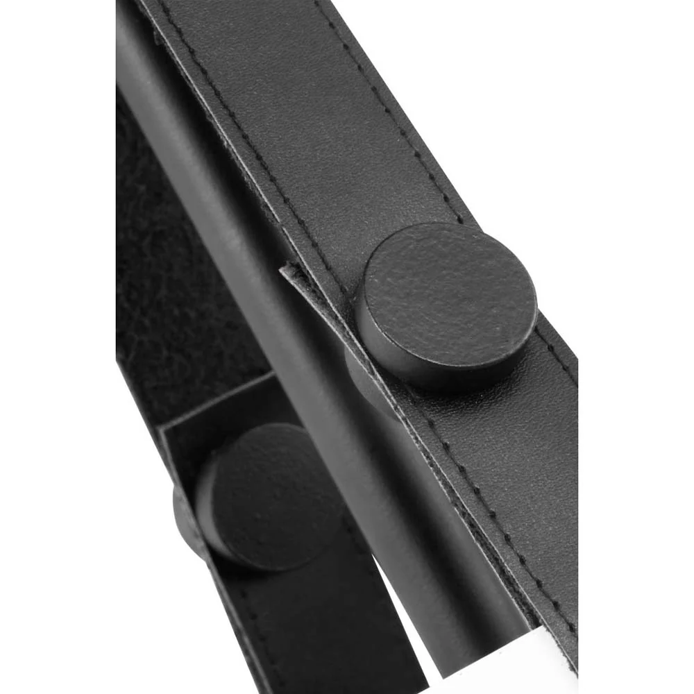 Zelda Pendant E26 Base 60w Black Finish White Metal Shade Faux Leather Straps - Image 4
