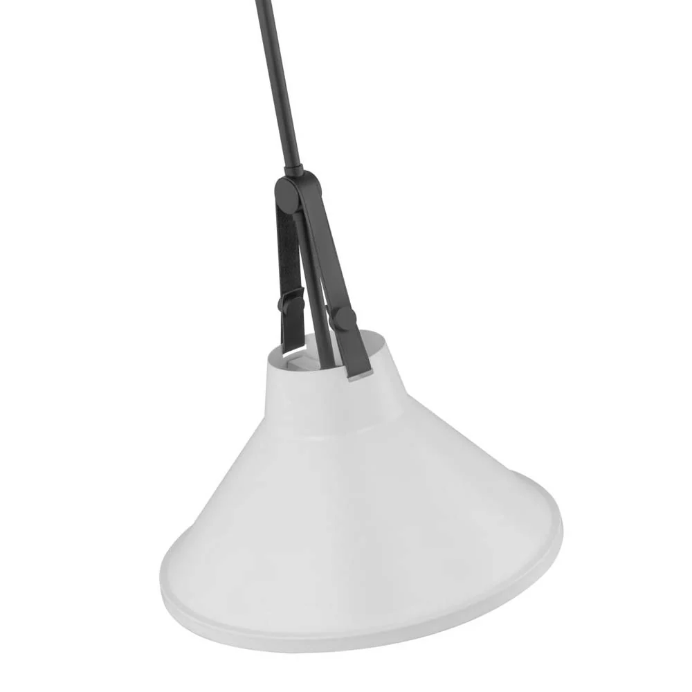 Zelda Pendant E26 Base 60w Black Finish White Metal Shade Faux Leather Straps - Image 5